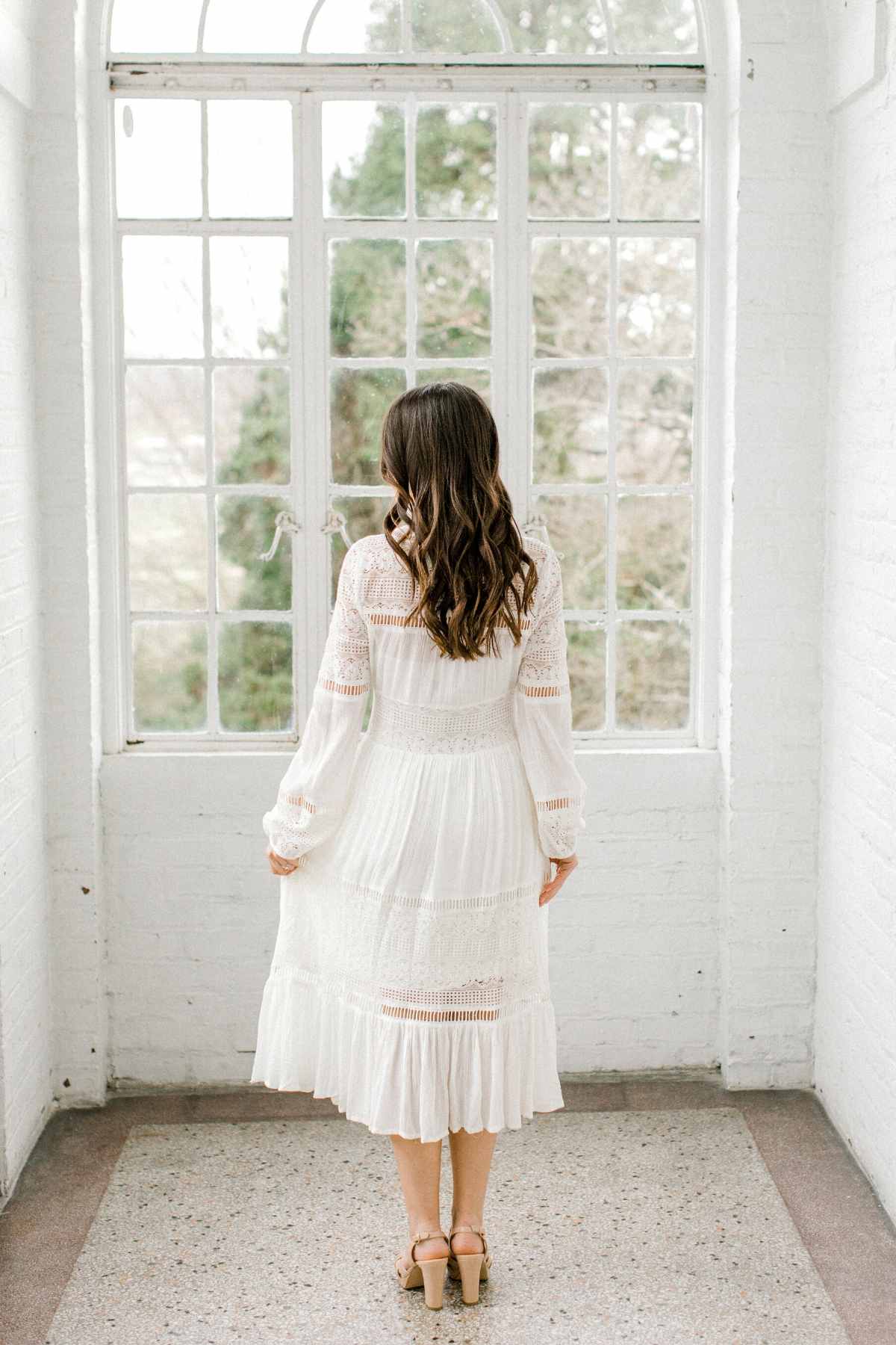 Erica | White Long Sleeve Midi Dress ...